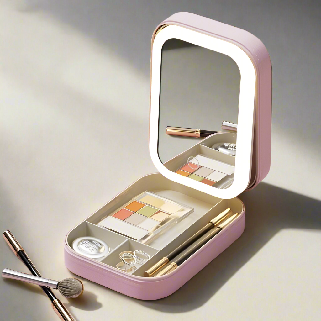 CleanGirl™ Makeup Storage Box with LED Mirror